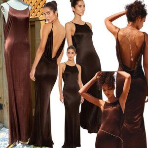 🆕 RAT & BOA 🧿 NWT Deia Slinky Little Brown Jersey Dress, Sz L US 8
